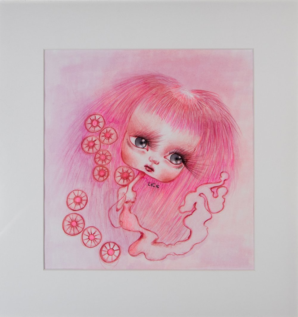 painting and drawing pink cherry clossom (original)