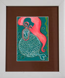 teal paper flamed colored mermaid (original)