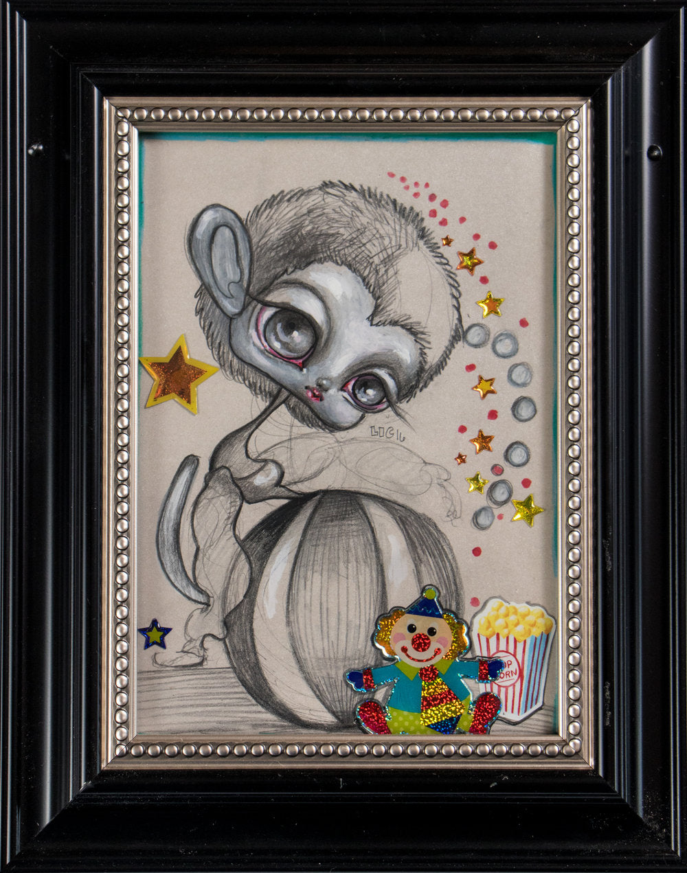 circus monkey drawing (original or print)