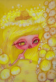 painting drawing mixed media yellow spring set of 3 (original)