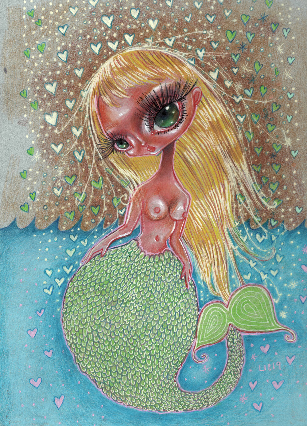 Blonde Mermaid Postcard Print