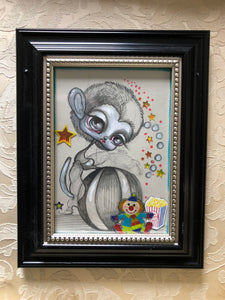 circus monkey drawing (original or print)