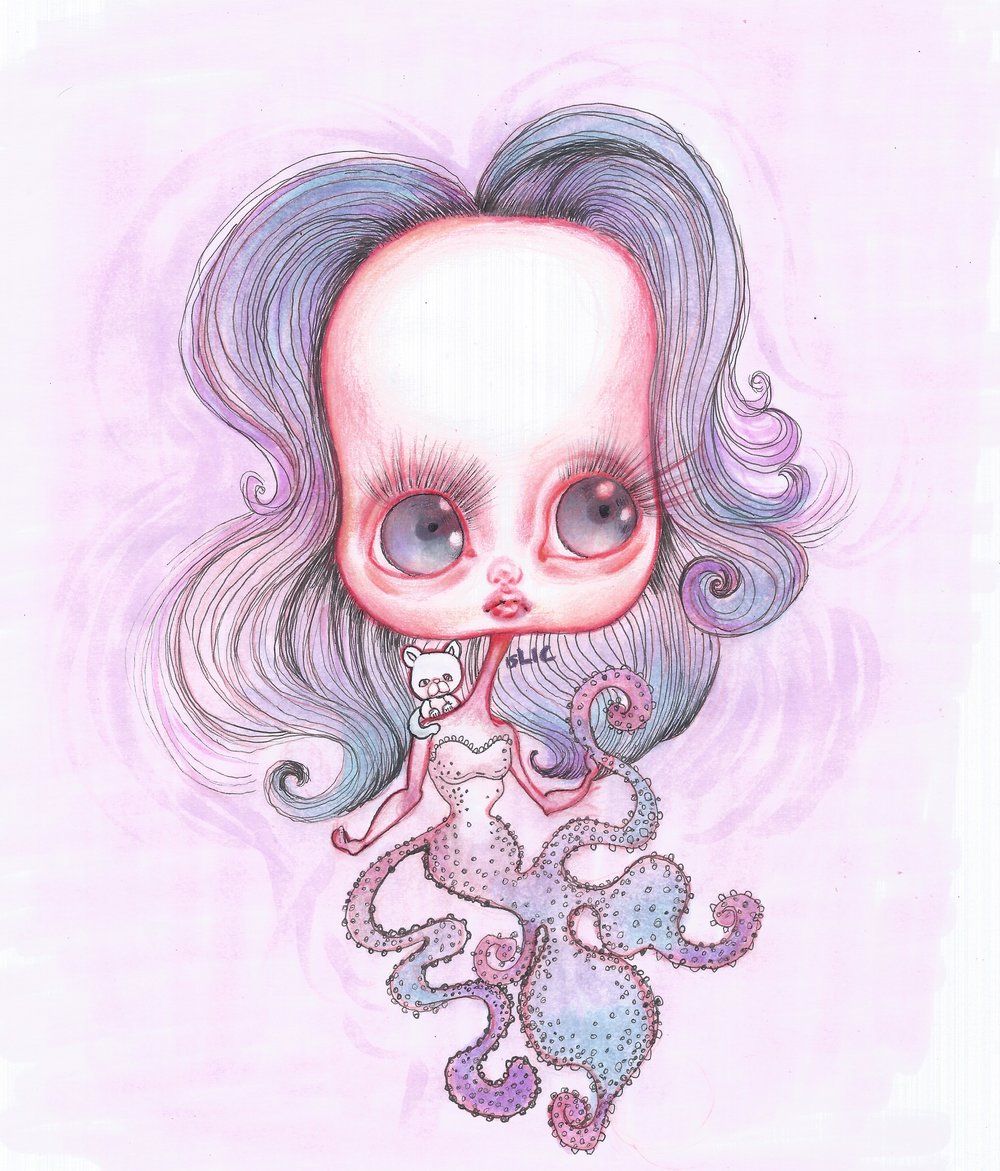 Octo mermaid (Original or Print)