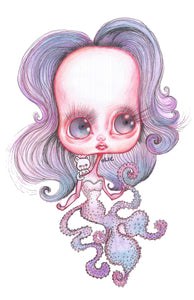 Octopus Girl Postcard Print