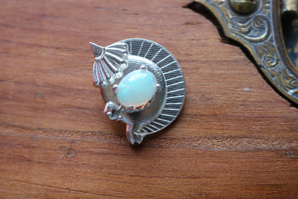 925 silver mini OpalUnicorn Pendant w, authentic jelly opal eye