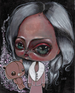 TeddyBear Cameo (original acrylic on wood panel)