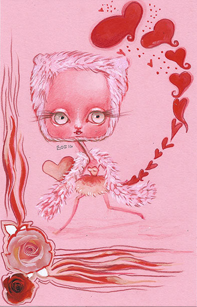 pink valentine catgirl (print)